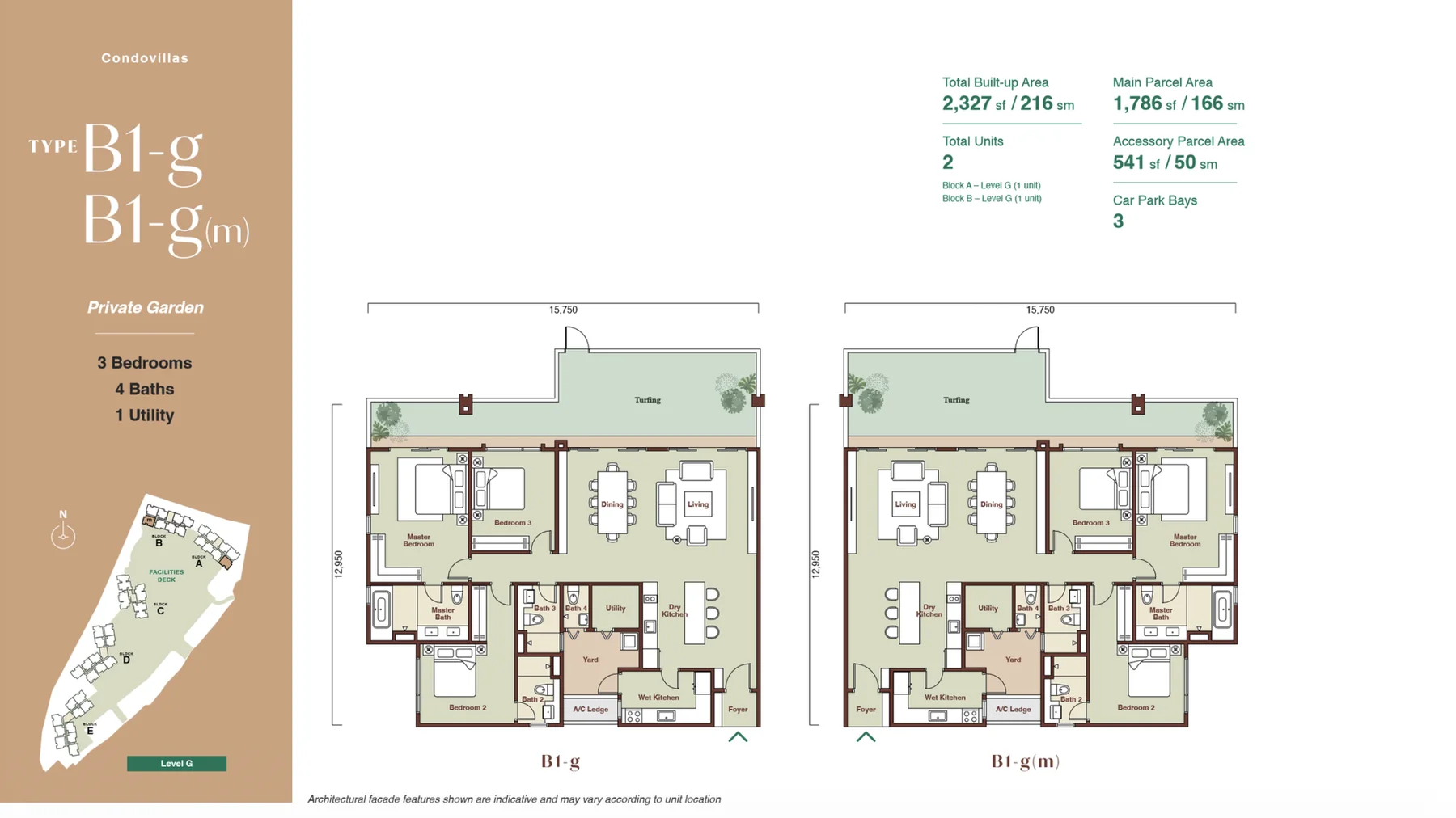 Zenia Condovillas B1-g / B1-g(m) — private garden floor plan