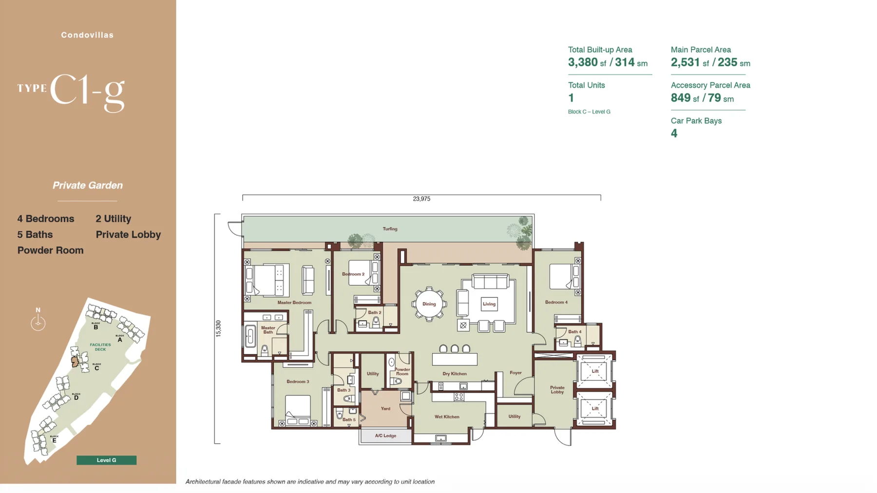 Zenia Condovillas C1-g — private garden floor plan
