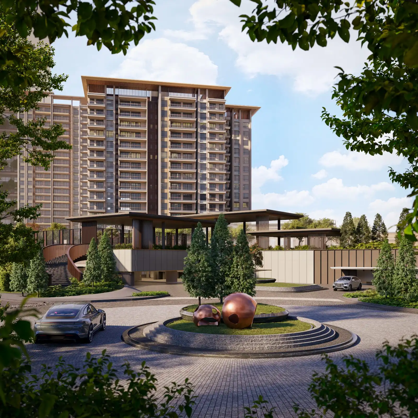 Artist’s impression of the arrival court and a Condovilla block at Zenia ParkCity Damansara